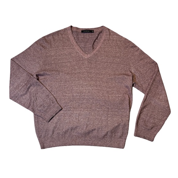 Ermenegildo Zegna mens 52 L Large purple linen cashmere v-neck sweater EUC